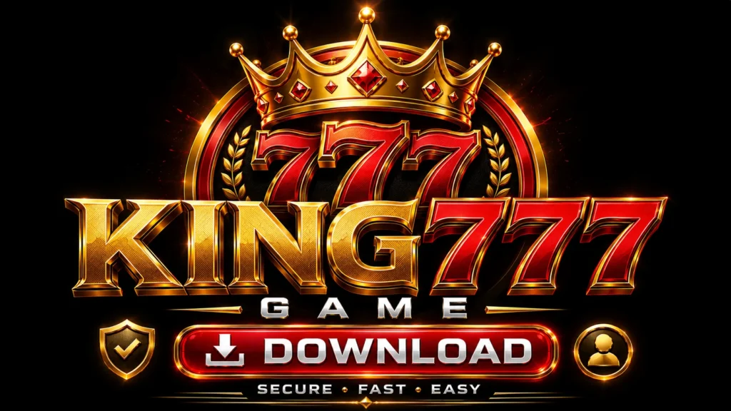 King 777 premium gaming platform hero banner featuring a smartphone gaming interface and futuristic reward machine